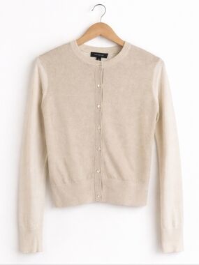 🎉HP🎉 Ann Taylor Cream Button Up Cardigan Metallic Accent 24942